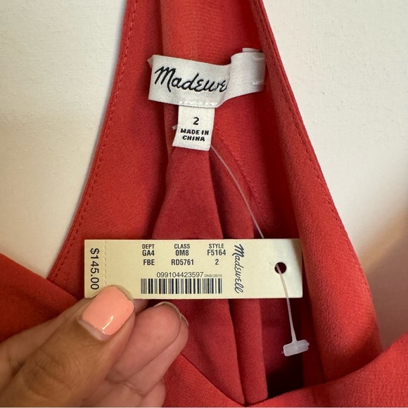 NWT Madewell Silk Red Racerback Mini Dress - Picture 4 of 10